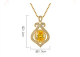 Vintage Crystal Citrine Gemstones Pendant Necklace 18k Choker Jewelry