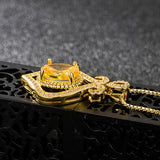 Vintage Crystal Citrine Gemstones Pendant Necklace 18k Choker Jewelry