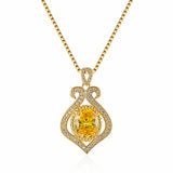 Vintage Crystal Citrine Gemstones Pendant Necklace 18k Choker Jewelry