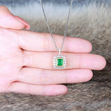 Vintage Emerald Crystal Pendant Necklace for Women