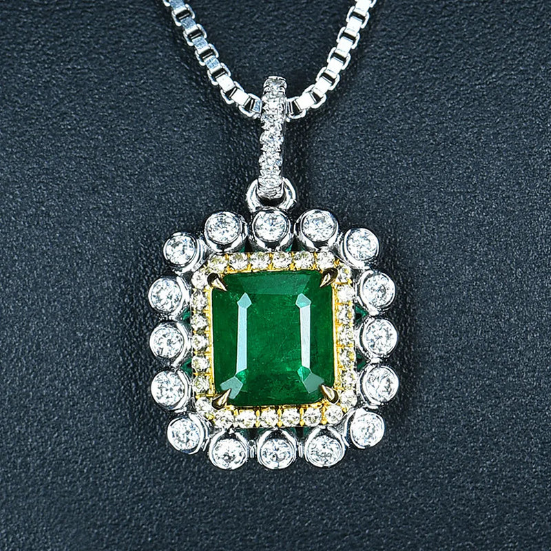 Vintage Emerald Crystal Pendant Necklace for Women