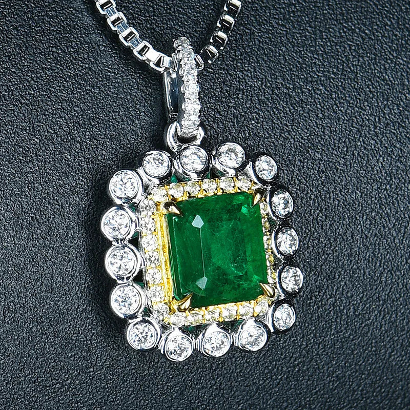Vintage Emerald Crystal Pendant Necklace for Women