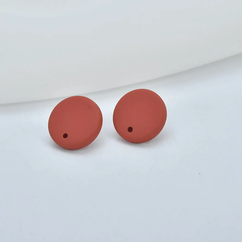 Vintage Matte Leather Resin Embossed Round Earring Accessories DIY Ear Jewelry