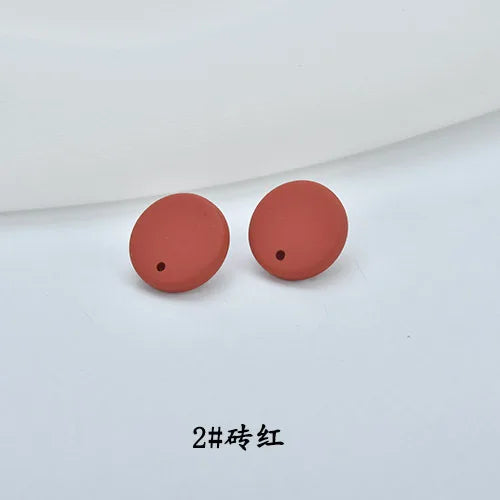 Vintage Matte Leather Resin Embossed Round Earring Accessories DIY Ear Jewelry