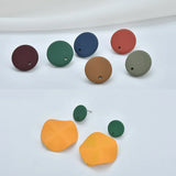 Vintage Matte Leather Resin Embossed Round Earring Accessories DIY Ear Jewelry