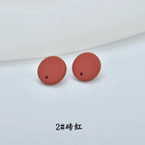 Vintage Matte Leather Resin Embossed Round Earring Accessories DIY Ear Jewelry