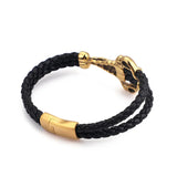 Vintage Multi-Layer Hand-Woven Leather Bracelet Titanium Steel