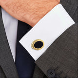 Vintage Oval Sandstone Silver Plated Cufflinks