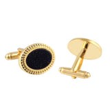 Vintage Oval Sandstone Silver Plated Cufflinks