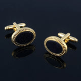 Vintage Oval Sandstone Silver Plated Cufflinks