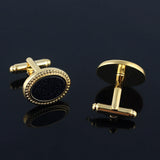 Vintage Oval Sandstone Silver Plated Cufflinks