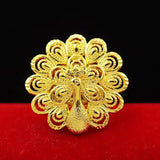 Vintage Peacock Open Screen Ring Yellow Women Opening Ring