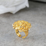 Vintage Peacock Open Screen Ring Yellow Women Opening Ring