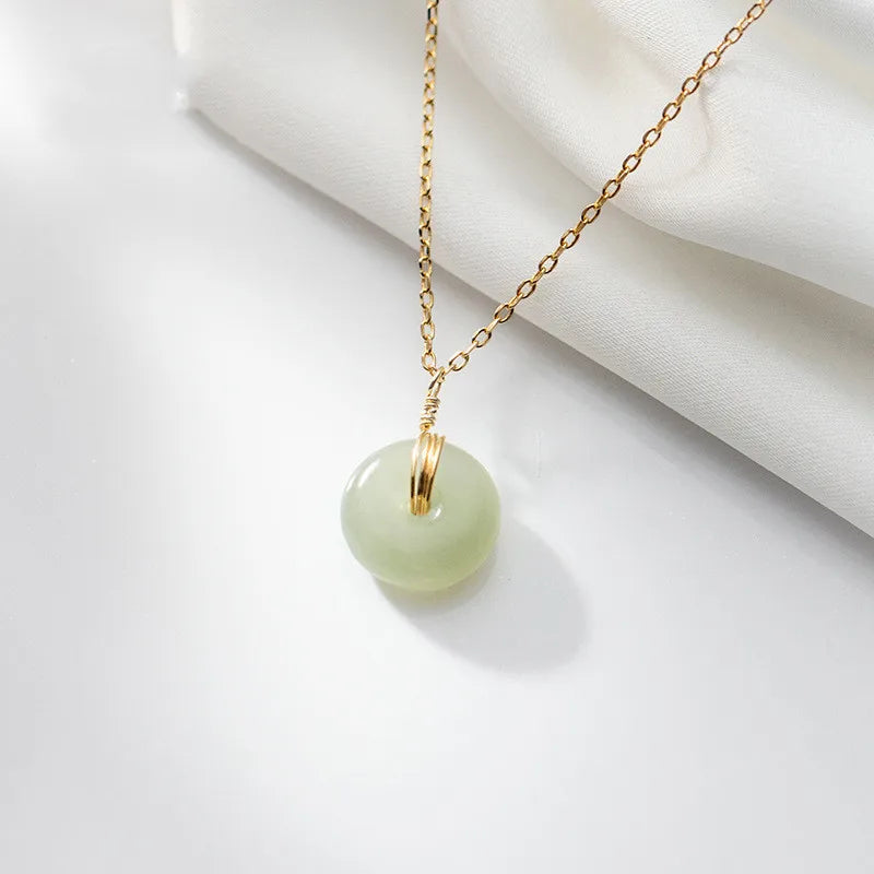 Vintage Jade Pendant Necklace 925 Silver Fine Jewelry
