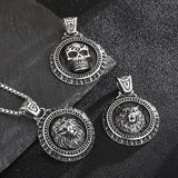 Vintage punk stainless steel skull pendant