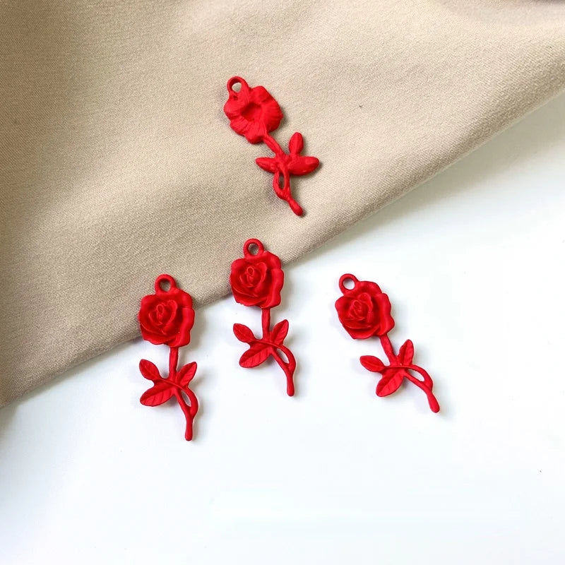 Vintage Red Rose Bouquet Pendant Earring DIY