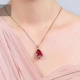 Vintage Red Crystal Ruby Gemstone Diamond Pendant Necklace Choker