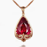Vintage Red Crystal Ruby Gemstone Diamond Pendant Necklace Choker