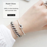 Vintage Retro Silver S925 Knot Cuff Bracelet for Women