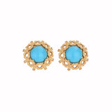 Vintage Turquoise Inlaid Flower Ear Studs