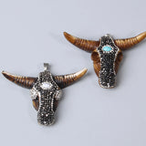 Vintage Cow Bone Head Bracelet Necklace Pendant Retro Men Women Gift