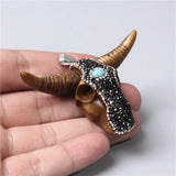 Vintage Cow Bone Head Bracelet Necklace Pendant Retro Men Women Gift