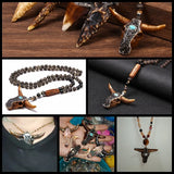 Vintage Cow Bone Head Bracelet Necklace Pendant Retro Men Women Gift