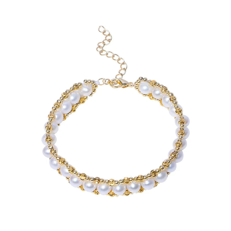 Adjustable Freshwater Pearl Knitting Bracelet