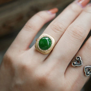 Vintage Natural Jade Green Rings for Women Wedding Jewelry