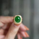Vintage Natural Jade Green Rings for Women Wedding Jewelry
