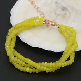 Vintage Yellow Chalcedony Beaded Bracelet 7.5in