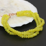 Vintage Yellow Chalcedony Beaded Bracelet 7.5in