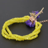 Vintage Yellow Chalcedony Beaded Bracelet 7.5in