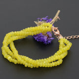 Vintage Yellow Chalcedony Beaded Bracelet 7.5in