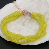 Vintage Yellow Chalcedony Beaded Bracelet 7.5in
