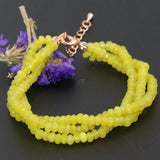 Vintage Yellow Chalcedony Beaded Bracelet 7.5in