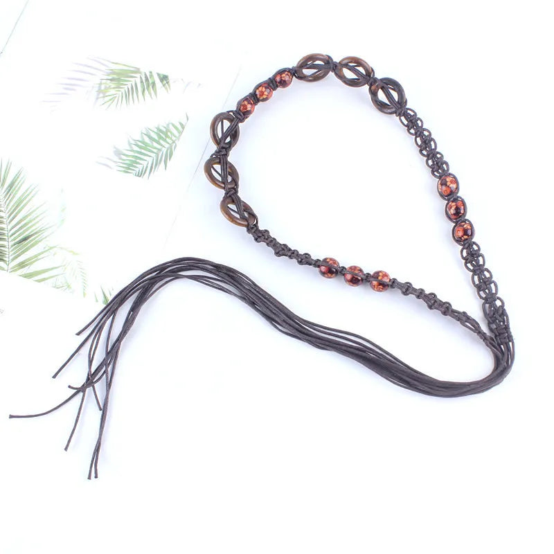 Vintage Tassel Belts for Women's Woven Dress Accessories Strap
