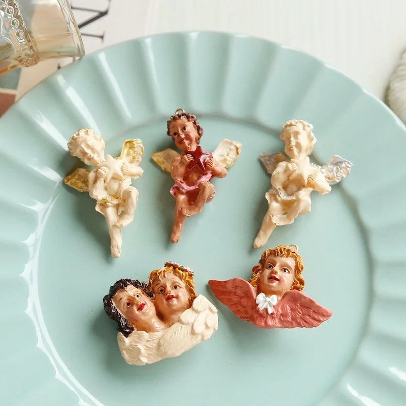Vintage Hand-Painted Angel Pendant Earrings DIY Jewelry Accessories