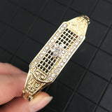 Vintage Rhinestone Bracelet Set Ornamental Hollowed-Out Flowers Metal Jewelry