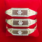 Vintage Rhinestone Bracelet Set Ornamental Hollowed-Out Flowers Metal Jewelry