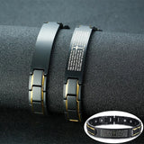 Men's Stainless Steel Magnetic ID Bracelet Cross Engraved