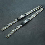 Men's Stainless Steel Magnetic ID Bracelet Cross Engraved