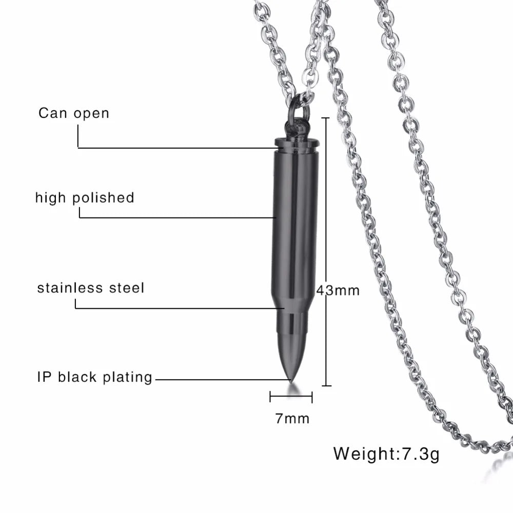 Stainless Steel Open Pendant Men's Necklace Vintage Stylish Urns for Ashes