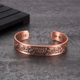 Copper Flower Leaf Cuff Magnetic Bracelet Adjustable Bangle