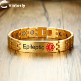 Customizable Stainless Steel Medical Alert ID Bracelet for Men