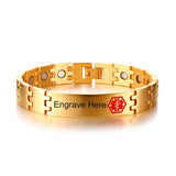 Customizable Stainless Steel Medical Alert ID Bracelet for Men