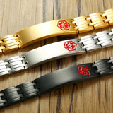 Customizable Stainless Steel Medical Alert ID Bracelet for Men