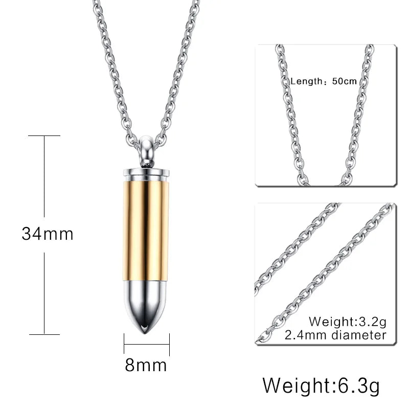 Punk Stainless Steel Cremation Pendant Necklace for Pets Ashes