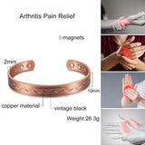 Copper Bracelets for Arthritis Women-Men Magnetic Solid Adjustable Cuff