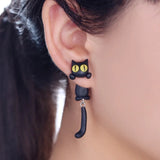 3D Cat Stud Earrings Cartoon Polymer Clay Animal Ear Studs for Women